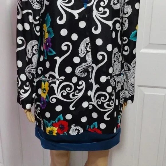 Vintage 70s Lightweight Blazer Funky Floral Paisley Polka Dot Groovy Size 8 - Picture 5 of 11